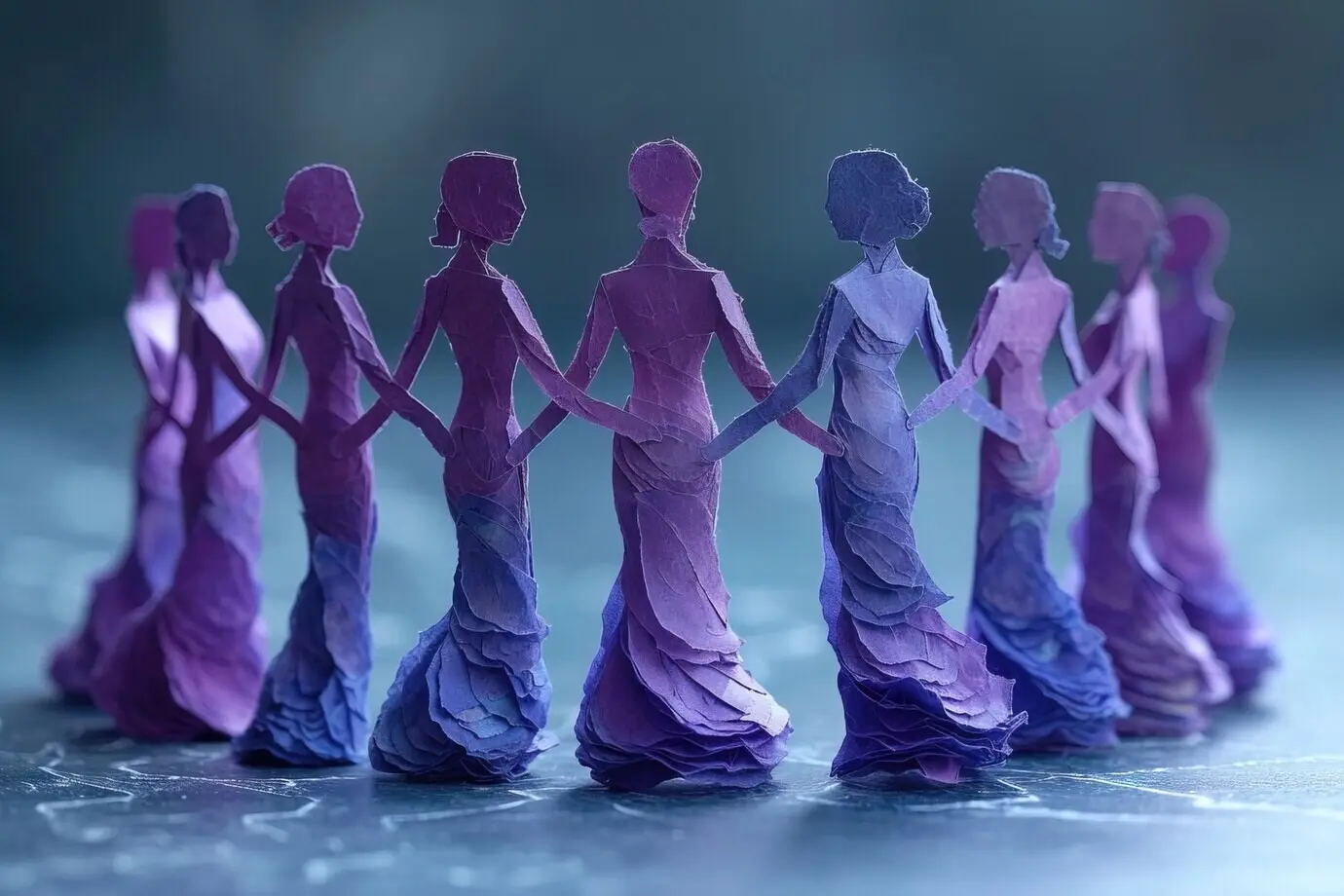 Вид 3D-фигурок женщин для празднования Дня женщин.